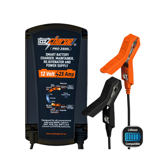 OzCharge PRO2500L - 12V 25A Battery Charger and Maintainer Lithium Pro Series