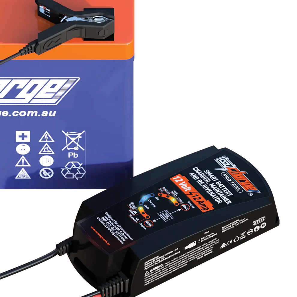 OzCharge PRO1200L - 12V 12A Battery Charger and Maintainer Lithium Pro Series