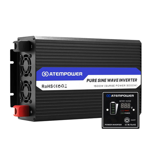 Atem Power 1500W/3000W 12V to 240V Pure Sine Wave Power Inverter PSI1500-BLK-UD