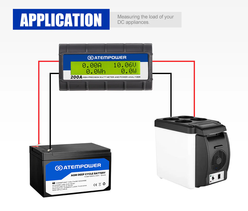 Atem Power 200 AMP Digital Volt Watt Meter Caravan Camping Solar 12V  CY200AA2