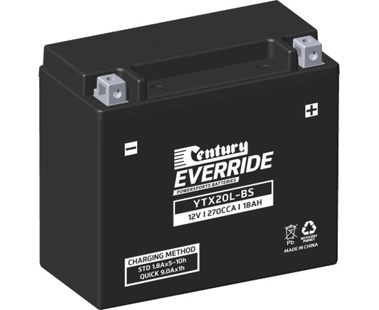 YTX20L-BS Century Maintenance Free AGM Motorcycle Battery